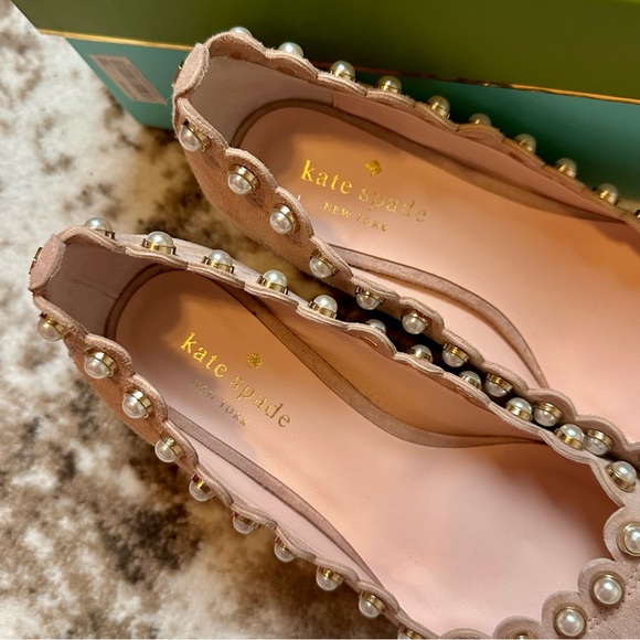 NIB Kate Spade Maeve Scalloped Pearl Suede Pumps - Picture 7 of 9